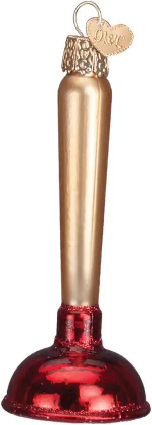 Old World Christmas Bathroom Toilet Plunger Plumber Funny Holiday Ornament Glass