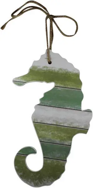 Blue White and Green Seahorse Christmas Holiday Ornament
