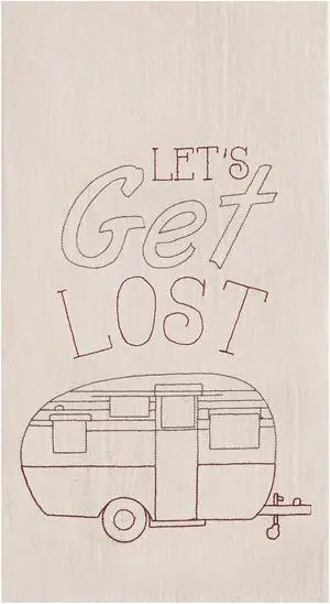 Lets Get Lost Camper Flour Sack Kitchen Towel Cotton 27 Inch