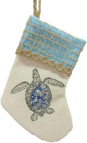 December Diamonds Sea Turtle Blue Jewels Christmas Stocking Ornament 6.25 Inches
