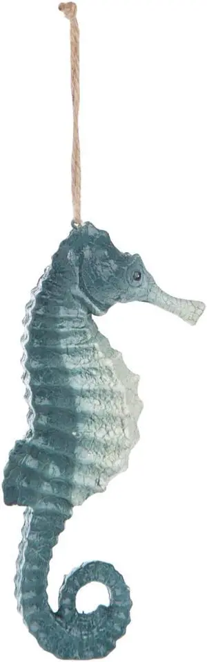 Coastal Blue Crackle Seahorse Christmas Holiday Ornament 7 Inches