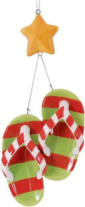 Flip Flops and Starfish Ceramic Christmas Holiday Ornament Cape Shore