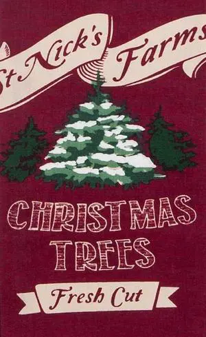 St Nicks Farms Fresh Cut Holiday Trees 28 Inch Printed Kitchen Tea Towel Kay Dee