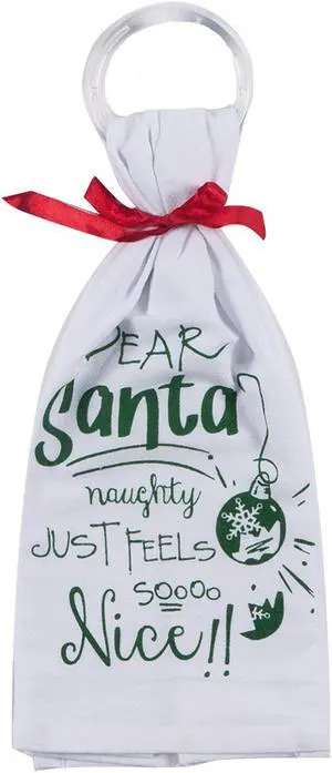 Dear Santa Naughty Feels So Nice Krinkle Flour Sack Kitchen Dish Towel Kay Dee