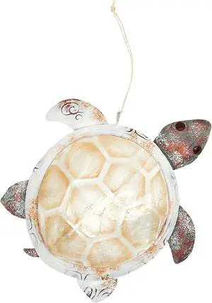 Sandy Bottom Sea Turtle Christmas Holiday Ornament Metal