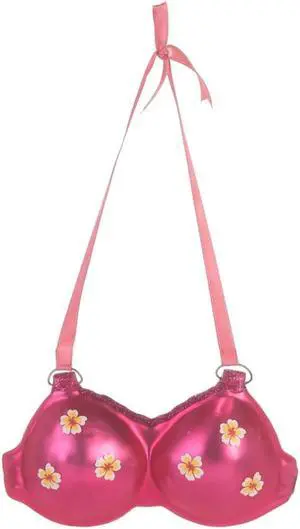 Beachcombers Bathing Suit Pink Bikini Top Christmas Holiday Ornament Glass