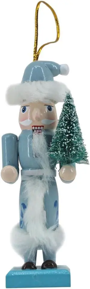 Beachcombers Santa Nutcracker with Tree Christmas Holiday Ornament Wood 5 Inches
