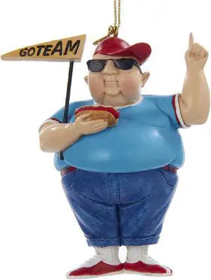 Kurt Adler Go Team Funny Sports Fan Eating Hot Dog Holiday Ornament