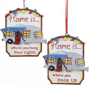 Kurt Adler Decked Out RV Camper Home is Where You Hook Up Ornaments Set of 2