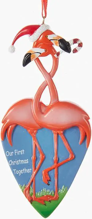 Kurt Adler Flamingo Couple Our First  Together Holiday Ornament Resin