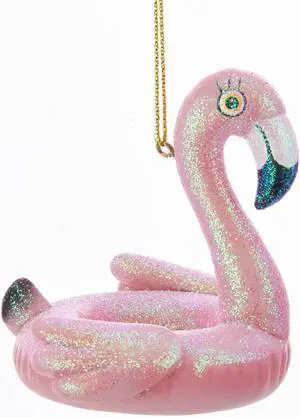 Kurt Adler Pink Flamingo Pool Float Shape Holiday Ornament