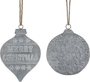 Special T Merry Christmas and Happy Holidays Ornaments Wall Decor Set of 2 Metal