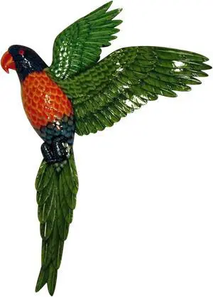 Flying Tropical Macaw Rainbow Lorikeet Parrot Nursery 19 Inch Wall Decor Green