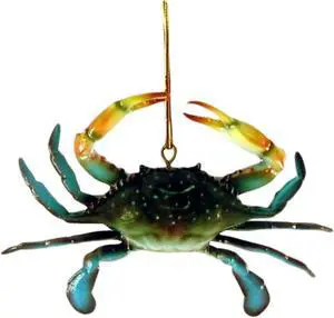 Dimensional Coastal Maryland Blue Crab Christmas Ornament 4 Inches