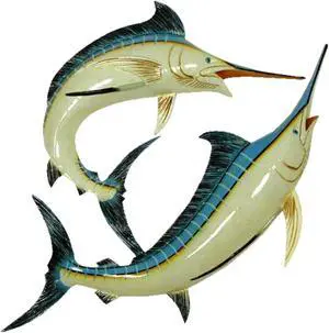 Double Marlin Replica Nautical Sea Fishing Wall Decor