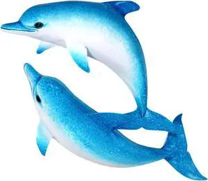 Swimming Blue Double Dolphins Wall Decor 18 Inch Plaque