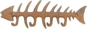 Antique Reproduction Cast Iron Fish Bones Wall Hook Peg