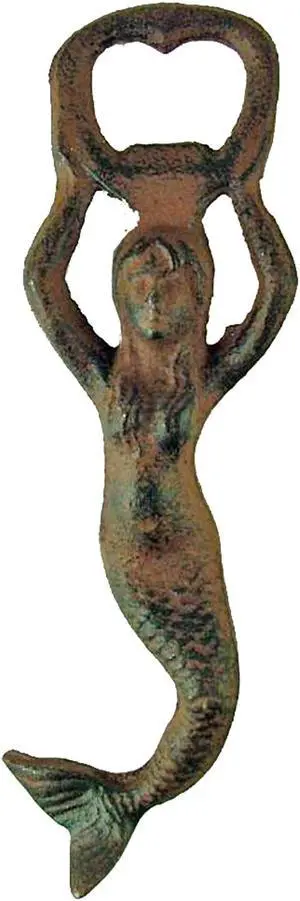 Antique Reproduction Iron Mermaid Bottle Opener Rust