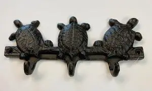 Antique Reproduction Cast Iron Turtle Triple Wall Hook