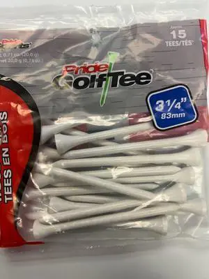 Pride Professional Tees White Wood Tee (3.25") 15pk Golf Tees