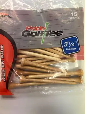 Pride Professional Tees Natural Wood Tee (3.25") 15pk Golf Tees
