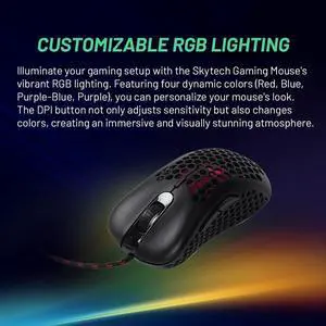 Skytech Gaming Classic M-1200N RGB Gaming Mouse, 6200 DPI, Chroma RGB Lighting, Lightweight Design Ergonmic Comfortable Feel, Wired Mouse, Support Windows 7/10/11 -Black