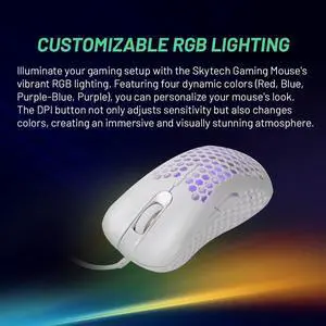 Skytech Gaming Classic M-1200N RGB Gaming Mouse, 6200 DPI, Chroma RGB Lighting, Lightweight Design Ergonmic Comfortable Feel, Wired Mouse, Support Windows 7/10/11 -White