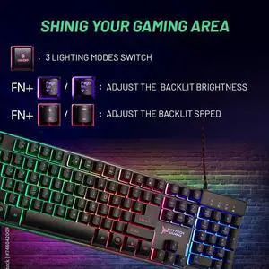 Skytech Gaming French K-1000 RGB Gaming Keyboard, 104 Keys USB Wired Keyboard, Customizable Chroma RGB Backlighting, 19 Anti-Ghosting Keys, Multimedia Function Keys, Support Windows 7/10/11 -Black