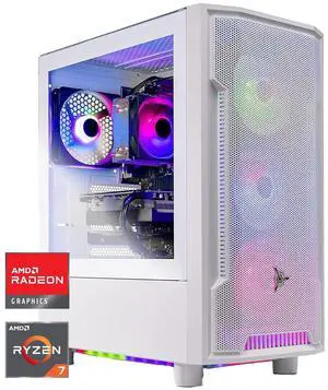 Skytech Archangel Gaming PC Desktop, Ryzen 7 7700 3.8 GHz (5.3GHz Turbo), AMD RX 9060 XT 16GB, 1TB Gen4 NVMe SSD, 32GB DDR5 RAM 5200 RGB, 650W GOLD PSU, Wi-Fi, Win 11
