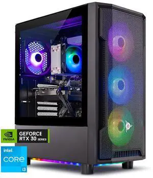 Skytech Shadow Gaming PC Desktop, Intel i3 12100F 3.3 GHz (4.3GHz Turbo), NVIDIA RTX 3050 6GB, 500GB NVMe SSD, 16GB DDR5 RAM 5200, 650W GOLD PSU, Wi-Fi, Win 11