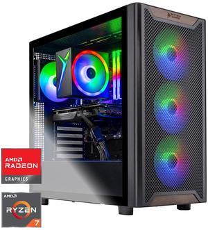 Skytech Chronos 3 Gaming PC Desktop, Ryzen 7 7700 3.8 GHz (5.3GHz Turbo), AMD RX 9060 XT 8GB, 1TB Gen4 NVMe SSD, 32GB DDR5 RAM 5200 RGB, 650W GOLD PSU, Wi-Fi, Win 11,Montech XR Wood