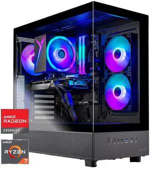 Skytech Gaming Azure 3 Desktop PC, Ryzen 7 7700 3.8 GHz (5.3GHz Turbo), AMD RX 9060 XT 16GB, 1TB NVMe SSD, 32GB DDR5 RAM RGB, 650W GOLD PSU, Wi-Fi, Win 11
