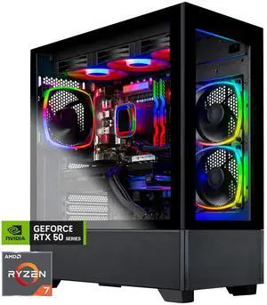 Skytech Gaming Azure Desktop PC, Ryzen 7 7800X3D 4.2 GHz (5GHz Turbo), NVIDIA RTX 5060 Ti, 1TB Gen4 NVMe SSD, 32GB DDR5 RAM RGB, 750W GOLD PSU, 360mm ARGB AIO , Wi-Fi, Win 11