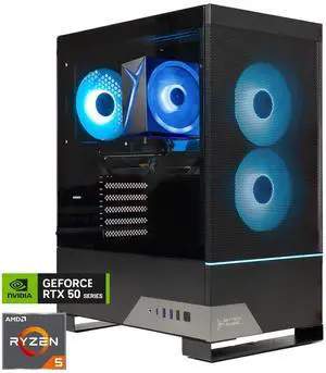 Skytech Gaming Nebula 2 Desktop PC, Ryzen 5 7600 3.8 GHz (5.1GHz Turbo), NVIDIA RTX 5060, 1TB NVMe SSD, 16GB DDR5 RAM 5200, 650W GOLD PSU, Wi-Fi, Win 11