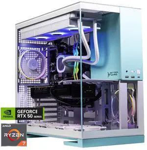 Skytech Gaming Aqua Desktop PC, Ryzen 7 7700X 4.5 GHz (5.4GHz), NVIDIA RTX 5060, 1TB Gen4 NVMe SSD, 32GB DDR5 RAM 5600 RGB, 850W GOLD ATX 3 PSU, 360mm ARGB AIO , Wi-Fi, Win 11