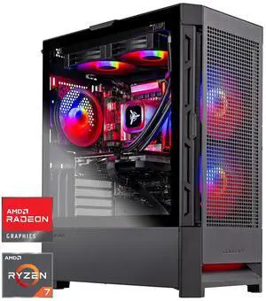 Skytech Gaming Blaze4 Mini Desktop PC, Ryzen 7 7800X3D 4.2 GHz (5GHz), AMD RX 9070XT 16GB, 2TB Gen4 NVMe SSD, 32GB DDR5 RAM 6000 RGB, 850W GOLD ATX 3 PSU, 240mm ARGB AIO, Wi-Fi, Win 11