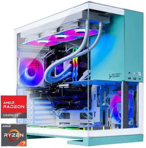 Skytech Aqua Gaming PC Desktop, Ryzen 7 7800X3D 4.2 GHz (5GHz Turbo), AMD RX 9070 XT 16GB, 1TB Gen4 NVMe SSD, 32GB DDR5 6000, 850W GOLD ATX 3 PSU, 360mm ARGB AIO , Wi-Fi, Win 11,GEOMETRICFUTURE M5