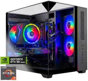 Skytech Gaming Crystal Desktop PC, Ryzen 7 7700 3.8 GHz (5.3GHz Turbo), NVIDIA RTX 5060 Ti 16GB, 1TB NVMe SSD, 32GB DDR5 RAM 5200, 650W GOLD PSU, Wi-Fi, Win 11