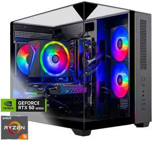 Skytech Gaming Crystal Desktop PC, Ryzen 5 7600 3.8 GHz (5.1GHz Turbo), NVIDIA RTX 5060, 1TB NVMe SSD, 32GB DDR5 RAM, 650W GOLD PSU, Wi-Fi, Win 11
