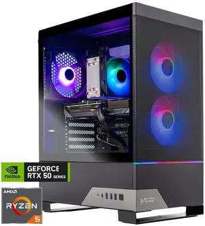 Skytech Gaming Nebula 2 Desktop PC, Ryzen 5 7600 3.8 GHz (5.1GHz Turbo), NVIDIA RTX 5060, 1TB NVMe SSD, 16GB DDR5 RAM 5200, 650W GOLD PSU, Wi-Fi, Win 11