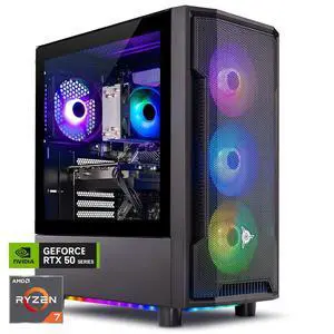 Skytech Gaming Shadow Desktop PC, Ryzen 7 7700 3.8 GHz (5.3GHz), NVIDIA RTX 5060, 1TB Gen4 NVMe SSD, 32GB DDR5 RAM 6000 RGB, 650W GOLD PSU, Wi-Fi, Win 11