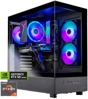 Skytech Gaming Azure 3 Desktop PC, Ryzen 7 7700 3.8 GHz (5.3GHz), NVIDIA RTX 5060, 1TB Gen4 NVMe SSD, 32GB DDR5 RAM 6000 RGB, 650W GOLD PSU, Wi-Fi, Win 11