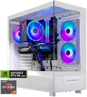 Skytech Gaming Azure 3 Desktop PC, Ryzen 7 7700 3.8 GHz (5.3GHz), NVIDIA RTX 5060, 1TB Gen4 NVMe SSD, 32GB DDR5 RAM 5200 RGB, 650W GOLD PSU, Wi-Fi, Win 11