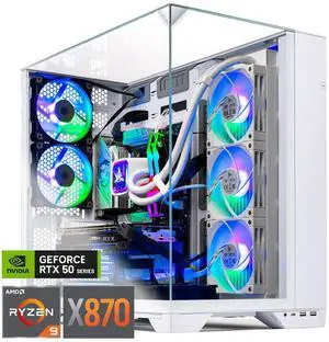 Skytech Gaming O11 Vision Desktop PC, Ryzen 9 9900X 4.4 GHz (5.6GHz), NVIDIA RTX 5070 Ti 16GB, X870 Board, 4TB Gen4 NVMe SSD, 64GB DDR5 RAM 5200 RGB, 850W GOLD ATX 3 PSU, 360mm ARGB AIO , Wi-Fi, Win 1
