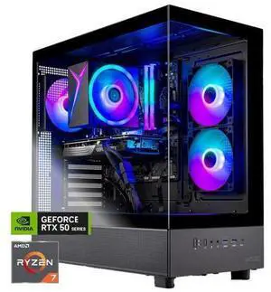 Skytech Azure Gaming PC Desktop, Ryzen 7 7700 3.8 GHz (5.3GHz Turbo), NVIDIA RTX 5060 Ti 16GB GDDR7, 1TB Gen4 NVMe SSD, 32GB 5200Mhz DDR5 RAM RGB, 650W GOLD PSU, Wi-Fi, Win 11,Montech XR