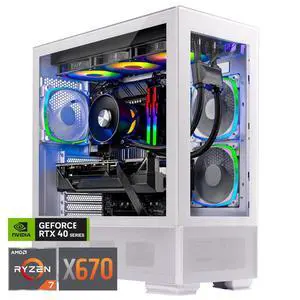 Skytech Gaming Azure Gaming PC, AMD Ryzen 7 7800X3D 4.2GHz, NVIDIA RTX 4070 Ti Super 16GB, X670 Board, 1TB Gen4 NVMe SSD, 32GB DDR5 RAM 5600, 850W GOLD PSU, 360 ARGB AIO , Wi-Fi, Win 11, Desktop