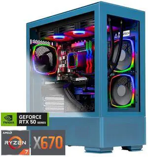 Skytech Azure Gaming PC, AMD Ryzen 7 7800X3D 4.2GHz, NVIDIA RTX 5080 16GB, X670 Board, 2TB Gen4 NVMe SSD, 32GB DDR5 RAM 5600, 850W GOLD ATX 3 PSU, 360 ARGB AIO , Wi-Fi, Win 11,Montech Sky Two