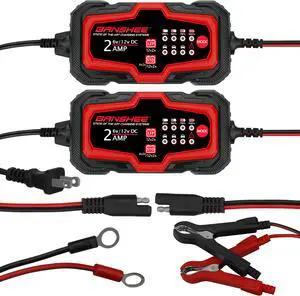 2 Pack 6V 12V Automatic Battery Charger Maintainer Trickle Float Motorcycle Car 2AMP