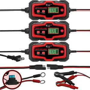 3 Pack of 6V 12V 4A Trickle Battery Chargers Lead acid Power Battery Maintainer for Car