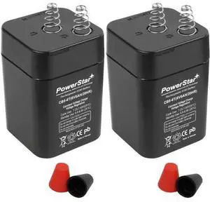 2 Pack of PowerStar 6V 5Ah AGM Sealed Lead Acid Batteries with Spring Terminals